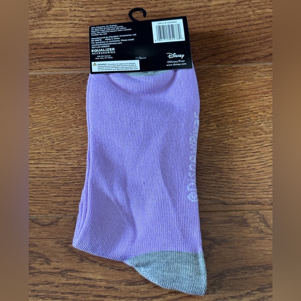 Disney Pixar Purple Crew Socks with Cyclops Eye and WEIRD Monster Inc - Picture 2 of 2